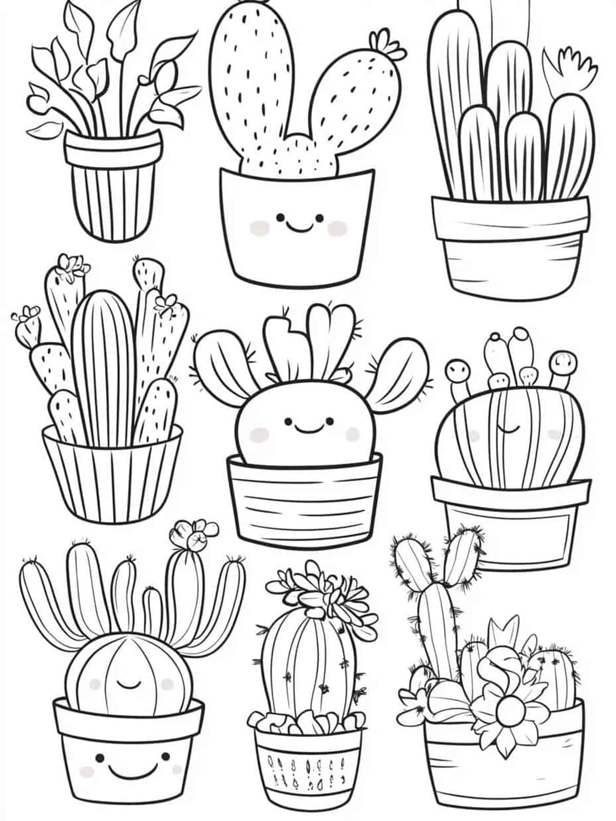 Cute Cactus Family Coloring Pages