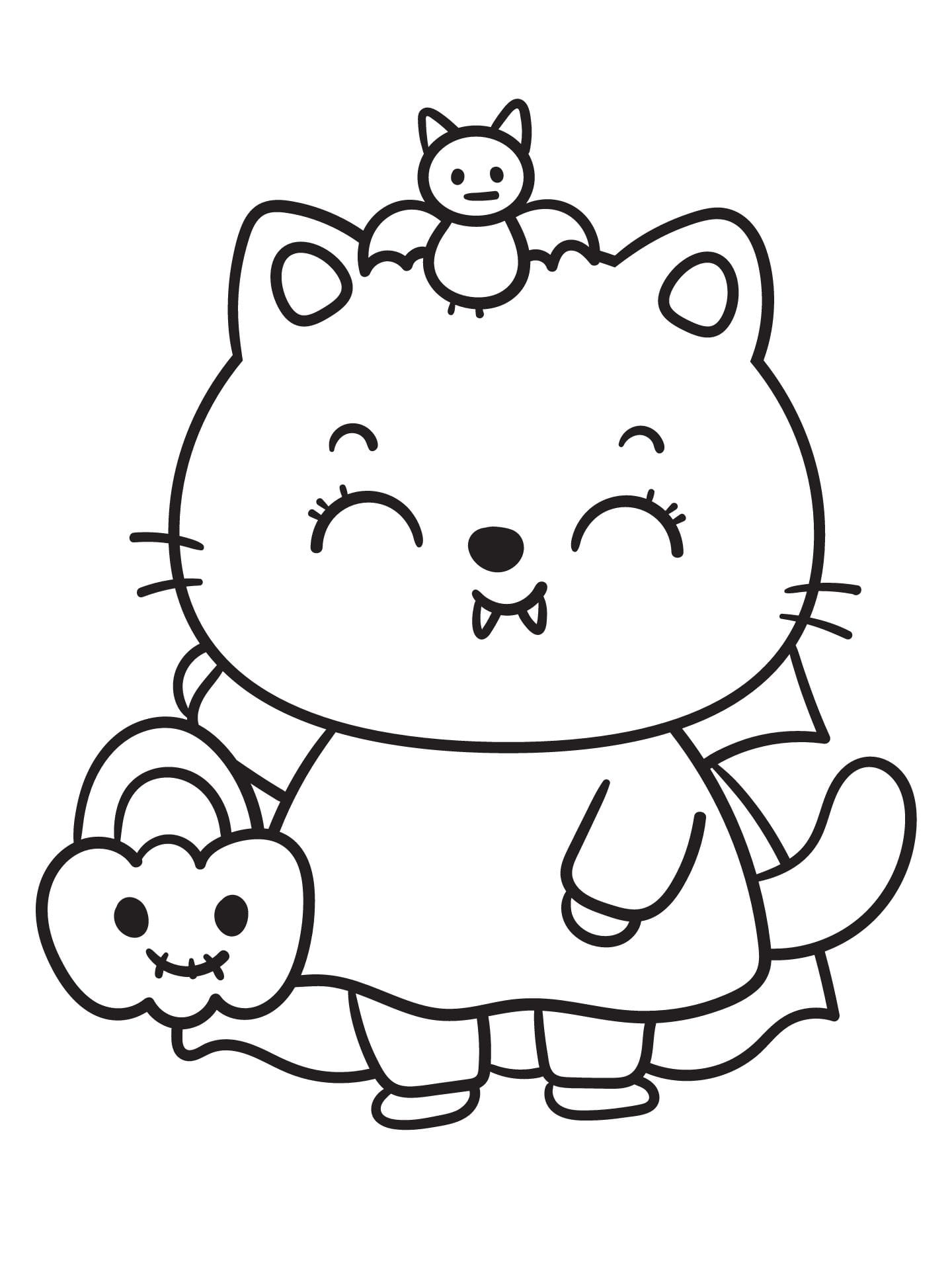 Cute Cat Halloween Coloring Sheets