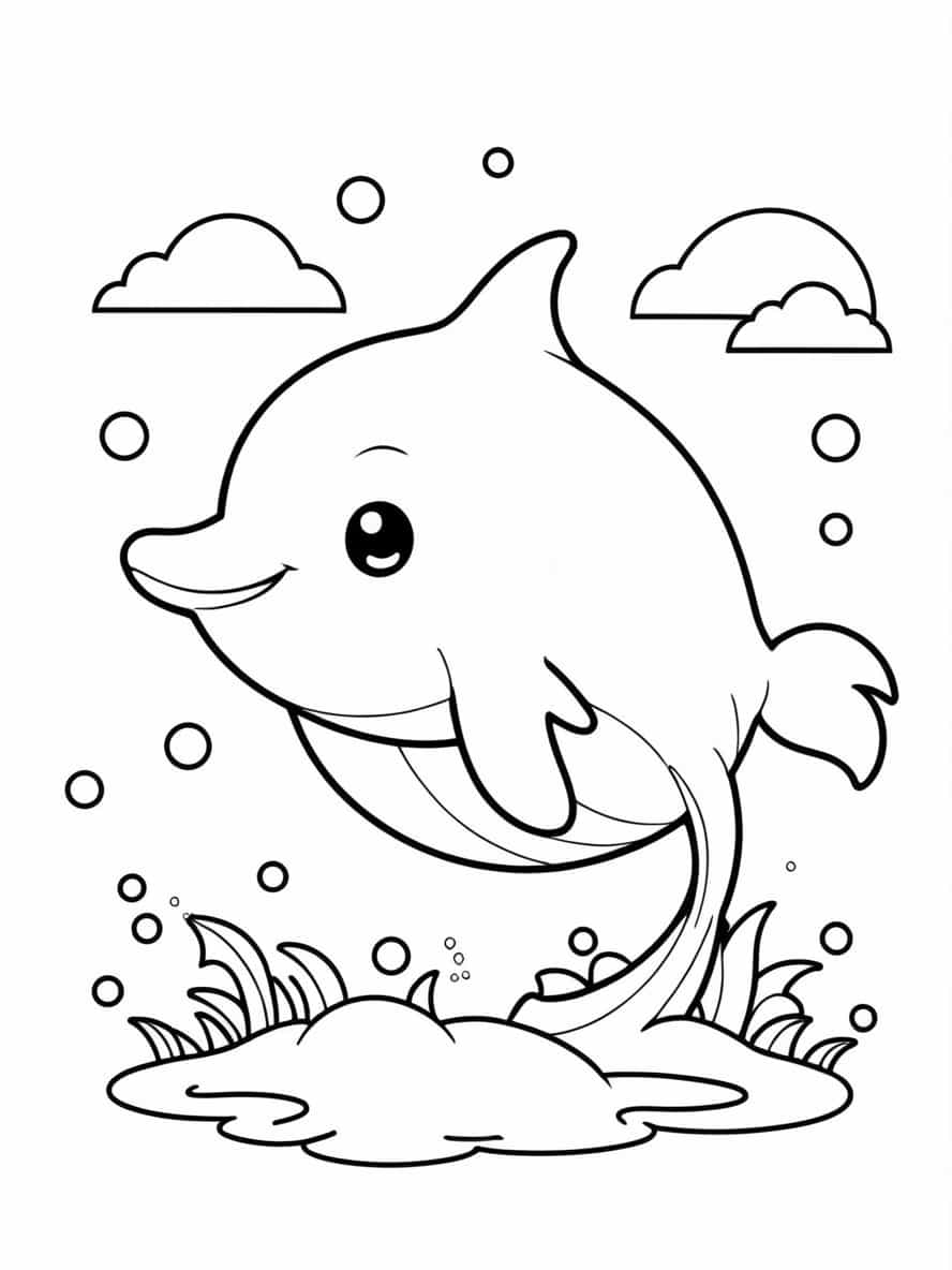 Cute Dolphin Coloring Pages