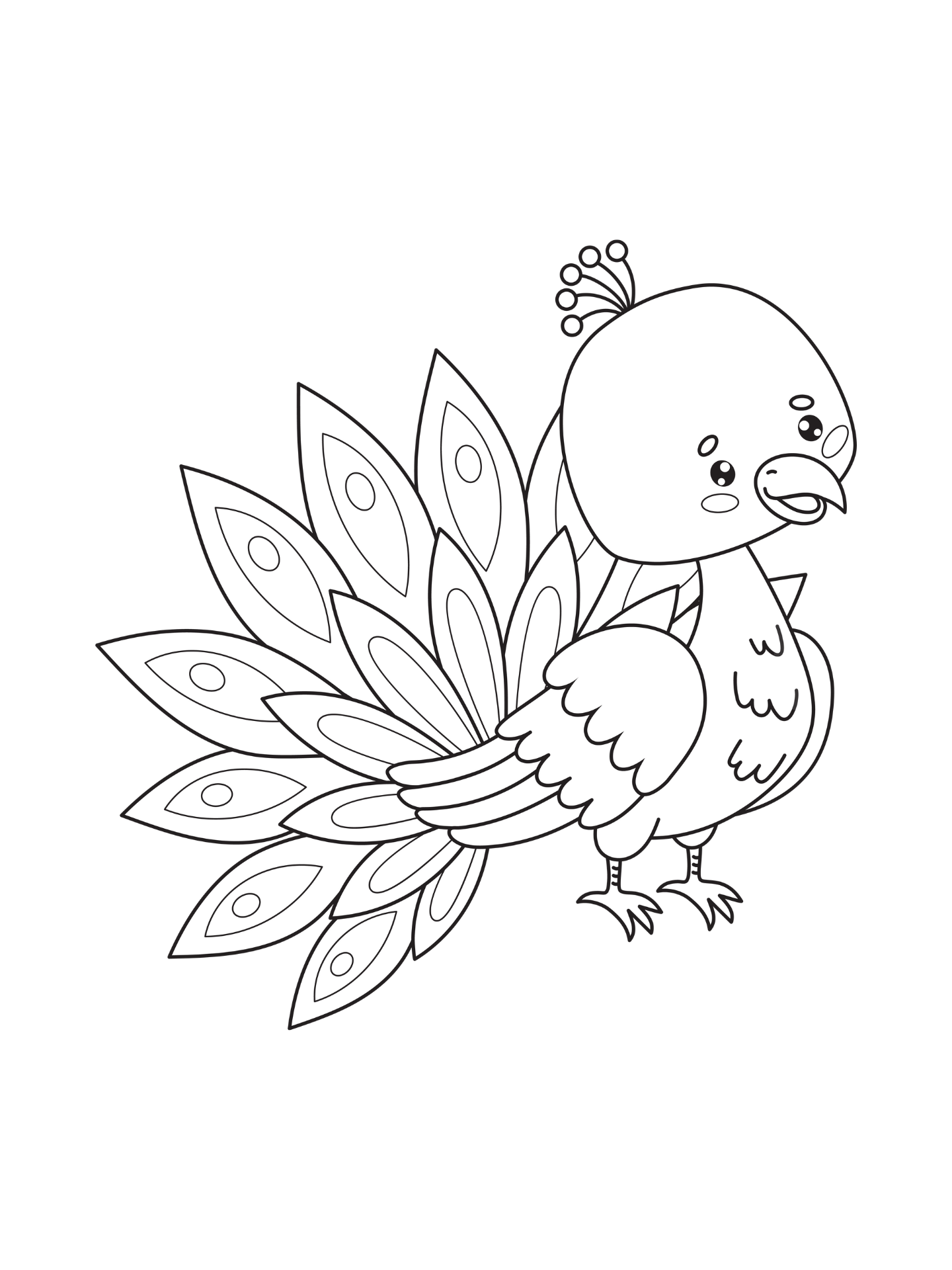 Cute Easy Peacock Coloring Pages For Kids