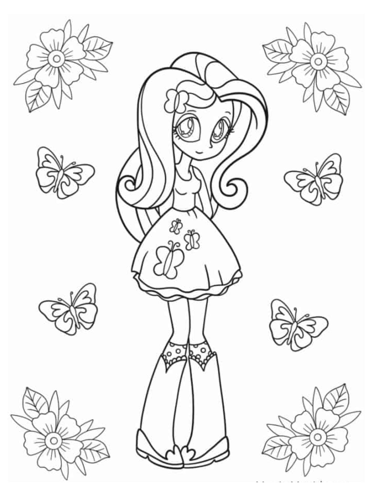 Cute Fluttershy Equestria Girls Coloring Page