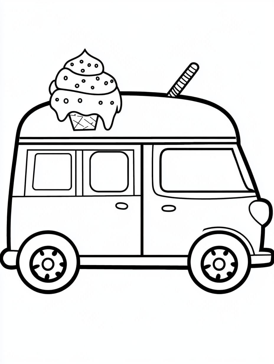 Cute Ice Cream Car Coloring Pages