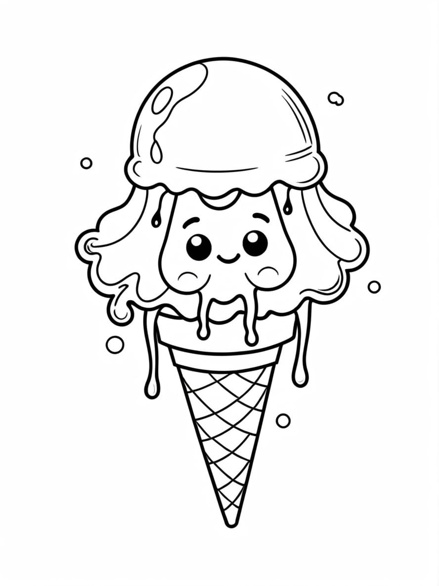 Cute Jellyfish With Ice Cream Cone Coloring Sheets