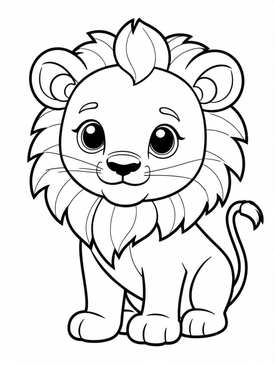 Cute Lion Coloring Page For Kindergarten