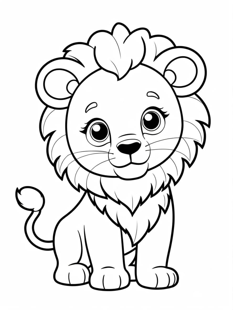 Cute Lion Coloring Page For Preschoolers