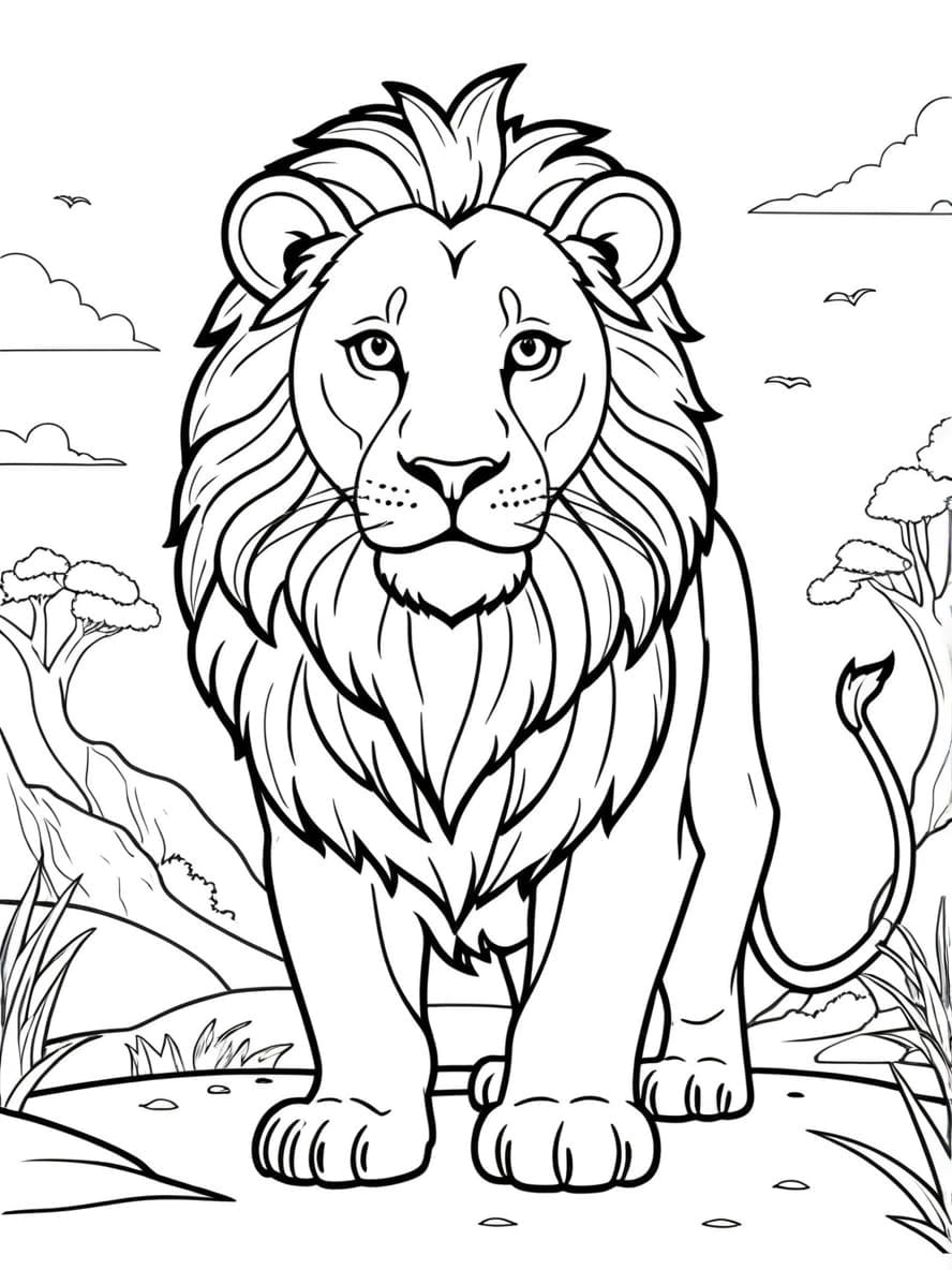 Cute Lion Cub To Color Coloring Pages For Kids