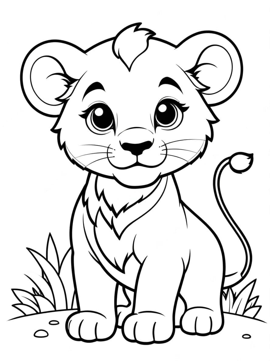 Cute Lion Cub To Color Coloring Sheets