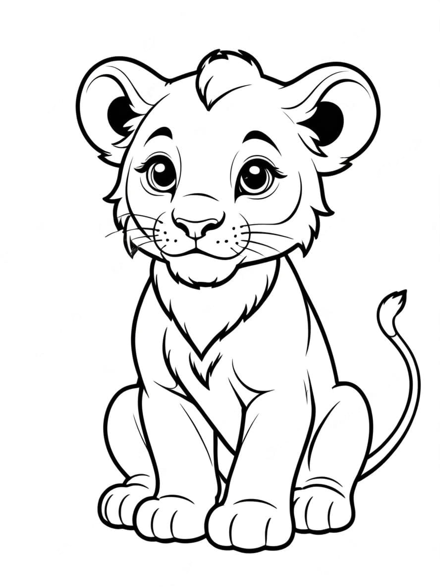 Cute Lion Cub To Color For Kids