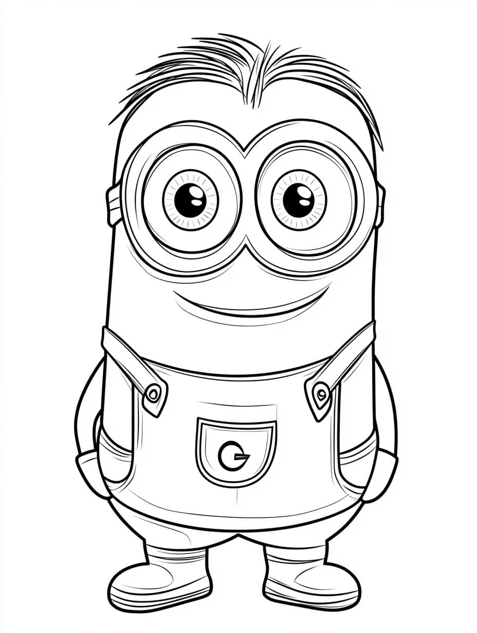 Cute Minion Coloring Pages For Kids Simple Outline