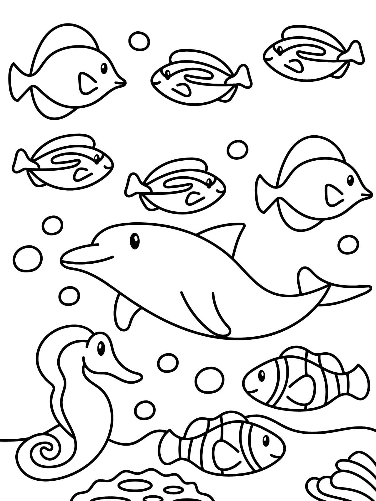 Cute Ocean Creatures Coloring Pages