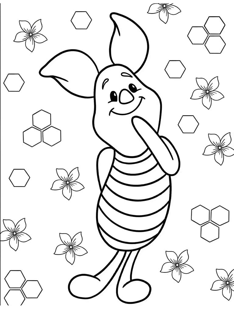 Cute Piglet Coloring Page For Kids