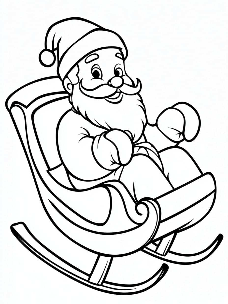 Cute Santa On Sleigh Coloring Pages