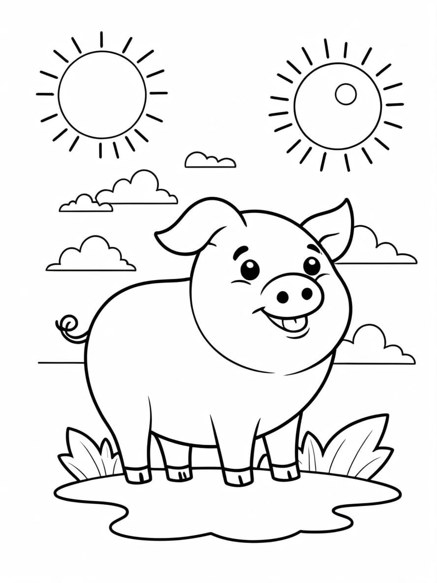 Cute Smiling Big With A Big Sun Coloring Pages For Kids