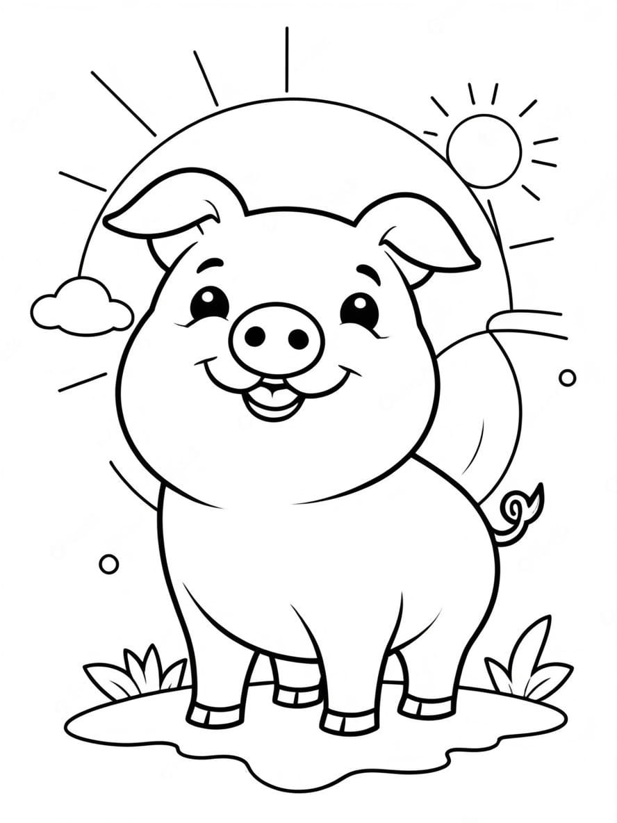 Cute Smiling Big With A Big Sun Coloring Pages