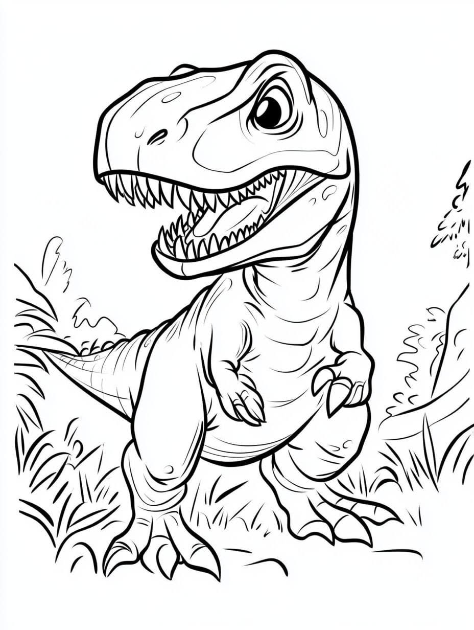 Cute Smiling Tyrannosaurus Rex Coloring Pages