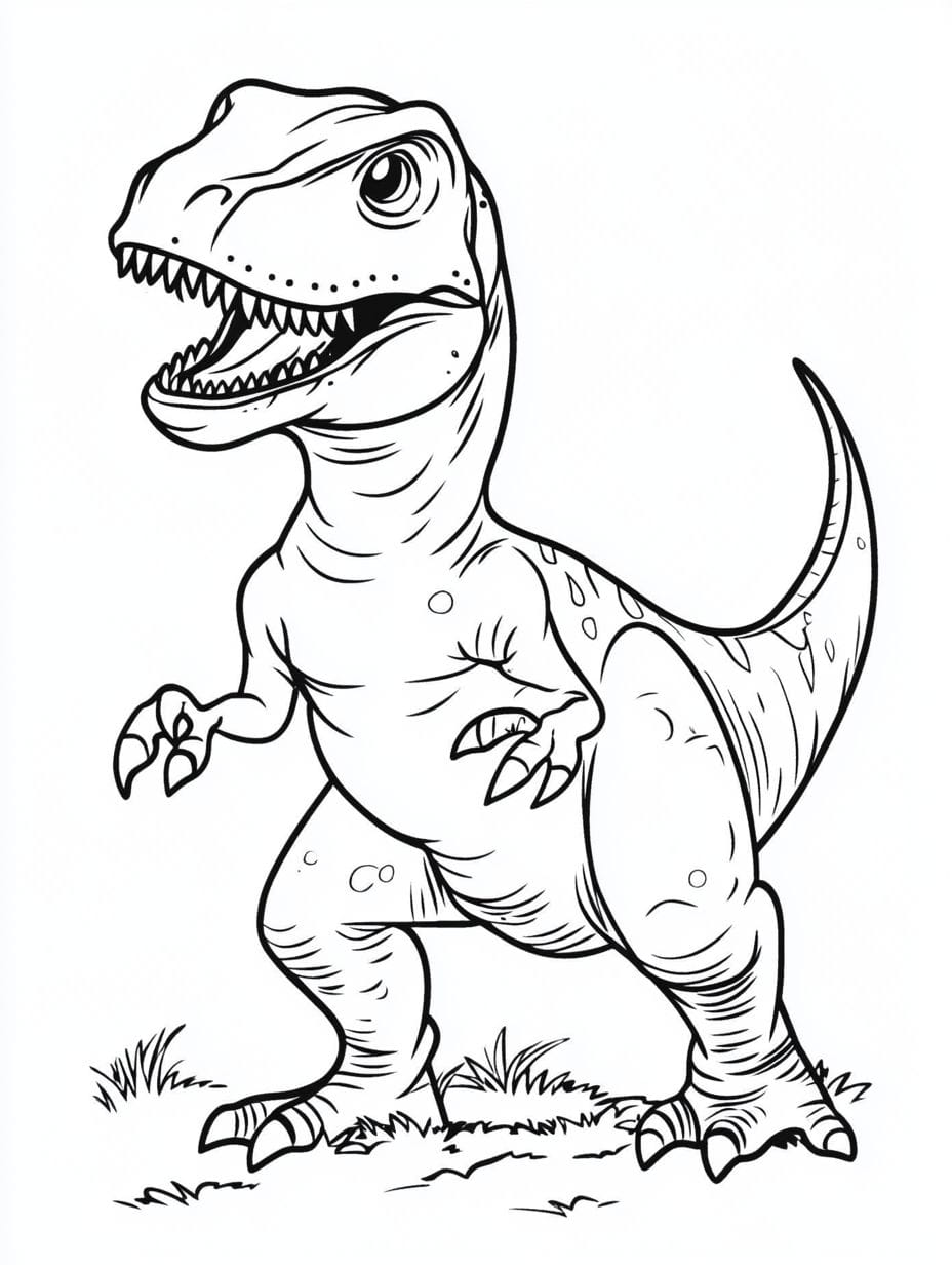 Cute T Rex Walking Dinosaur Coloring Pages