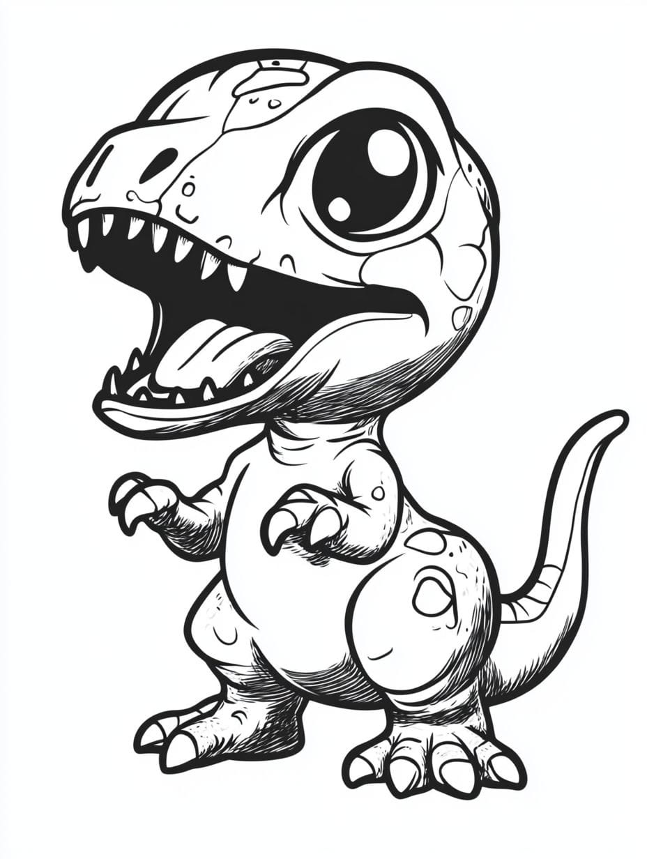 Cute T Rex With Tongue Out Coloring Pages