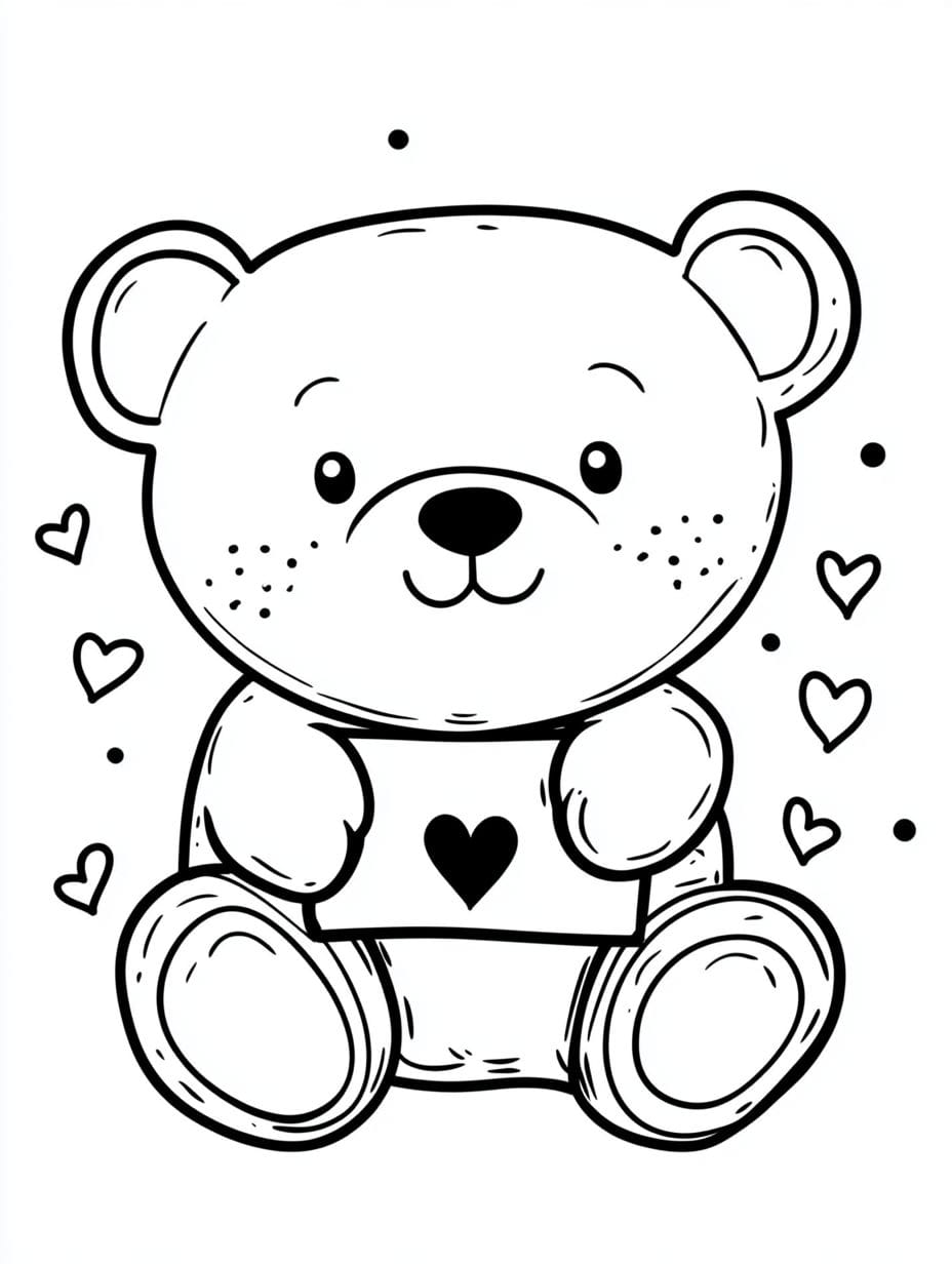 Cute Teddy Bear With Love Letter Coloring Pages