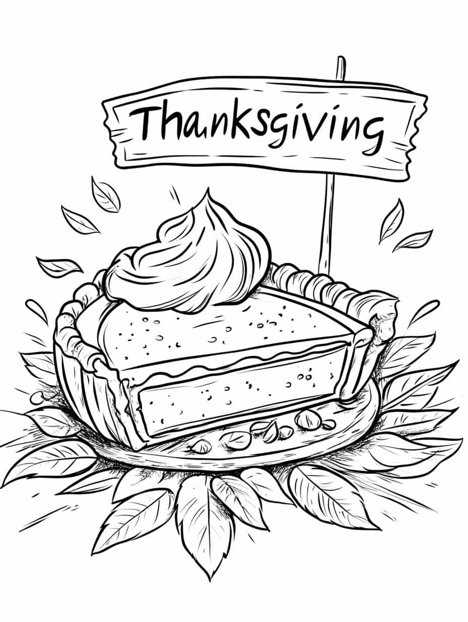 Cute Thanksgiving Pumpkin Pie Slice Coloring Pages