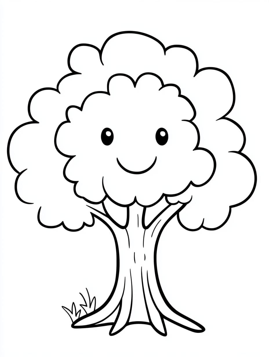 Cute Tree Coloring Pages For Kids