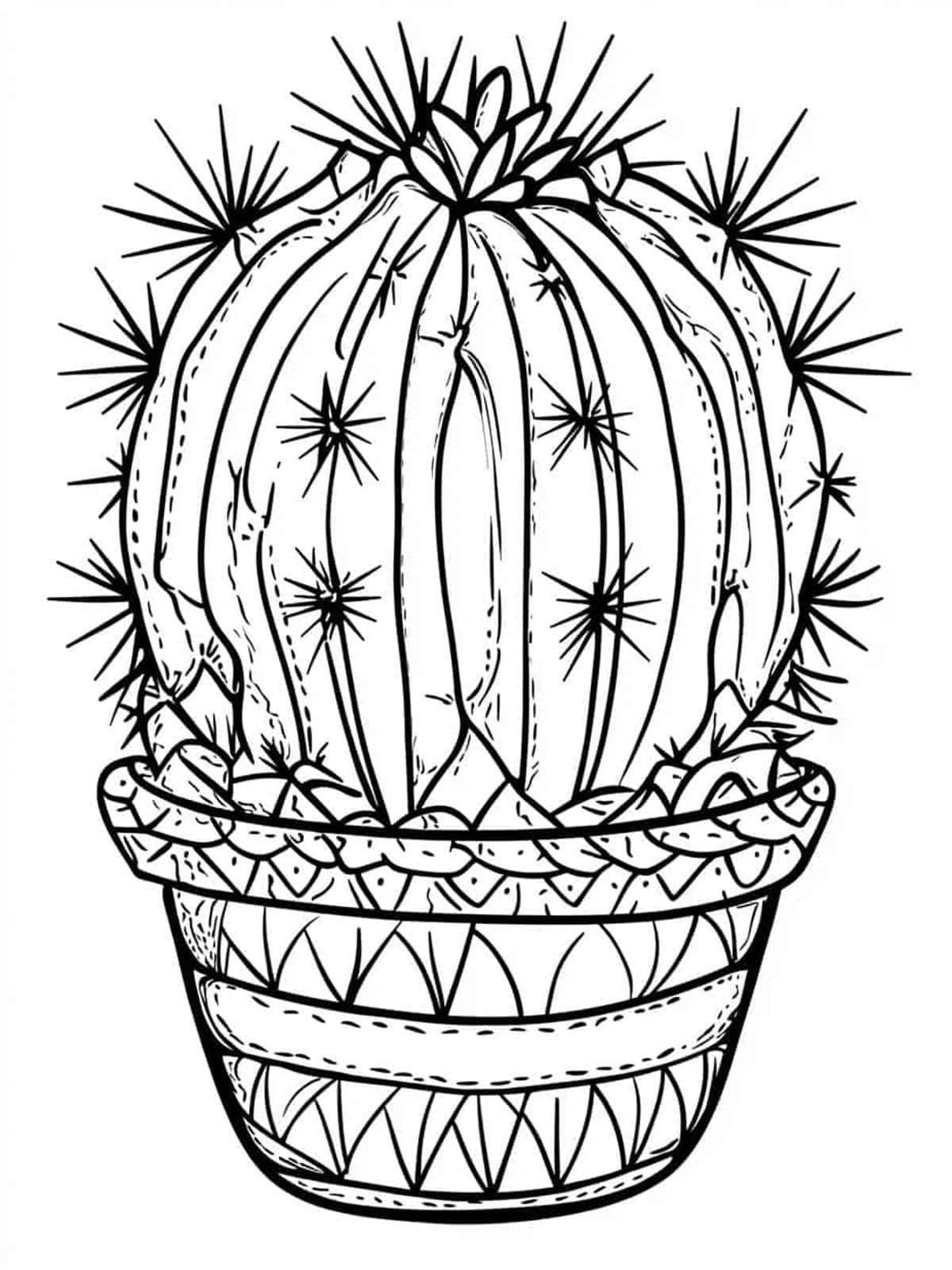 Decorative Cactus Pot Coloring Pages