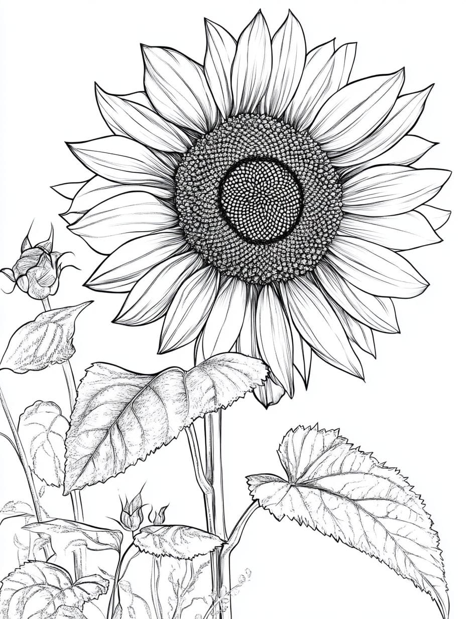 Delicate Scented Sunflower Coloring Pages