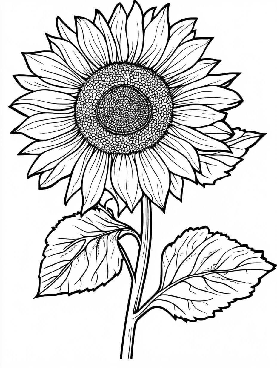 Delicate Sunflower Coloring Pages