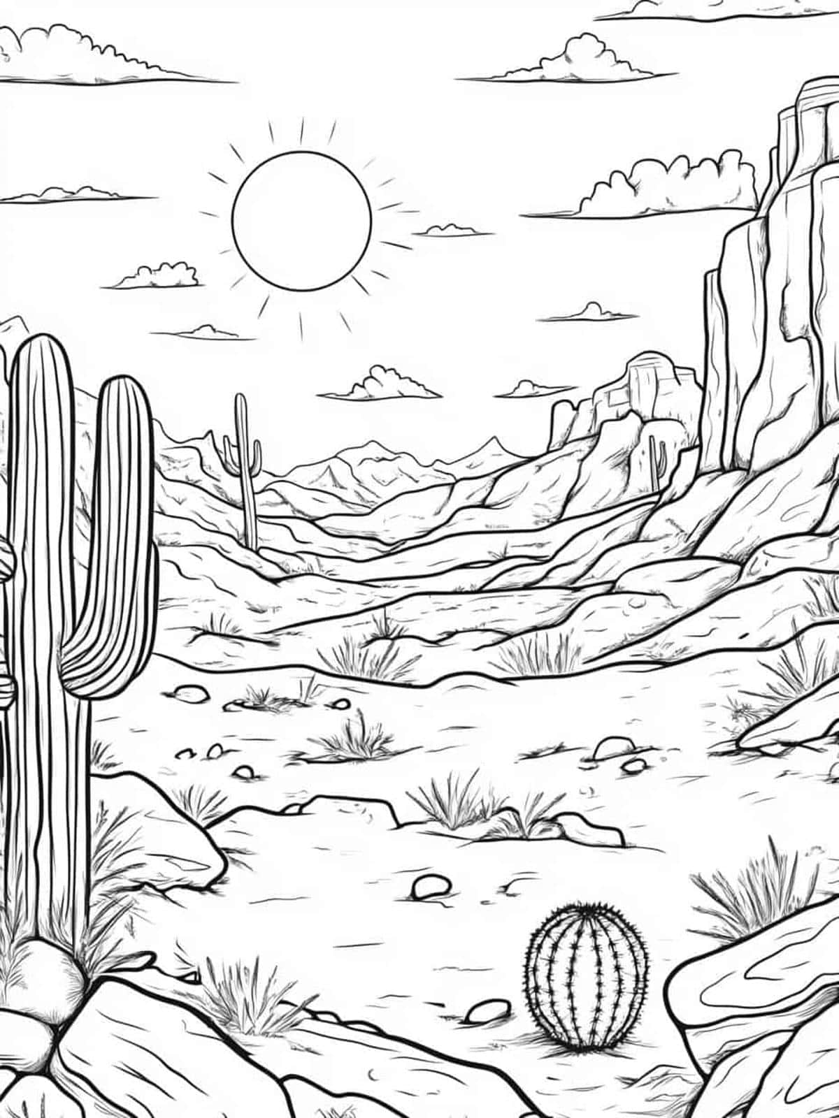 Desert Sunrise Coloring Pages