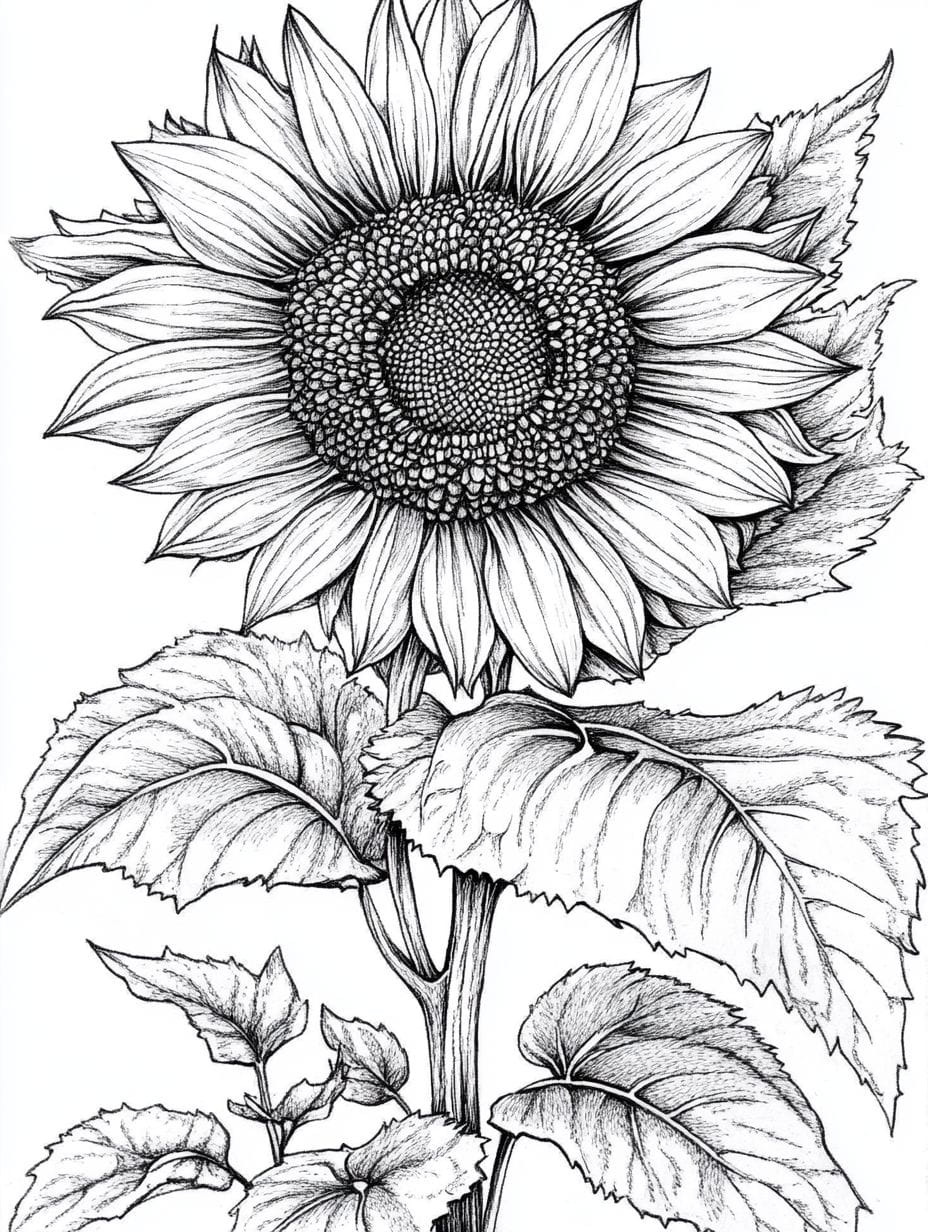 Detail Sunflower Coloring Pages