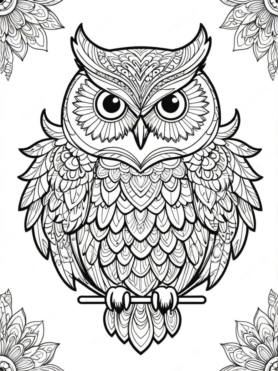 Detailed Owl Mandala Coloring Pages