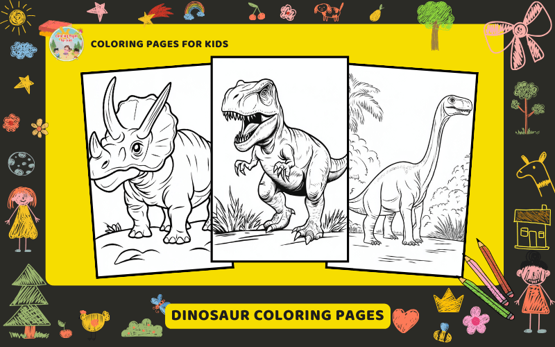 Dinosaur Coloring Pages Featured Image Min