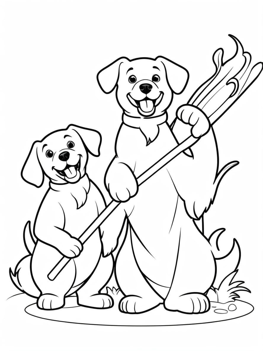 Dog Playing Fetch Coloring Pages