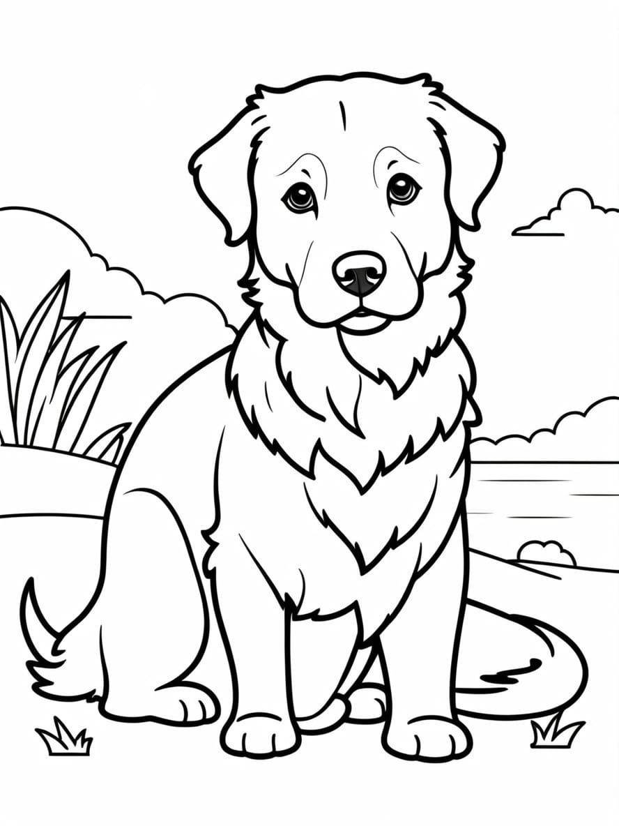 Dog Sitting On Porch Coloring Pages