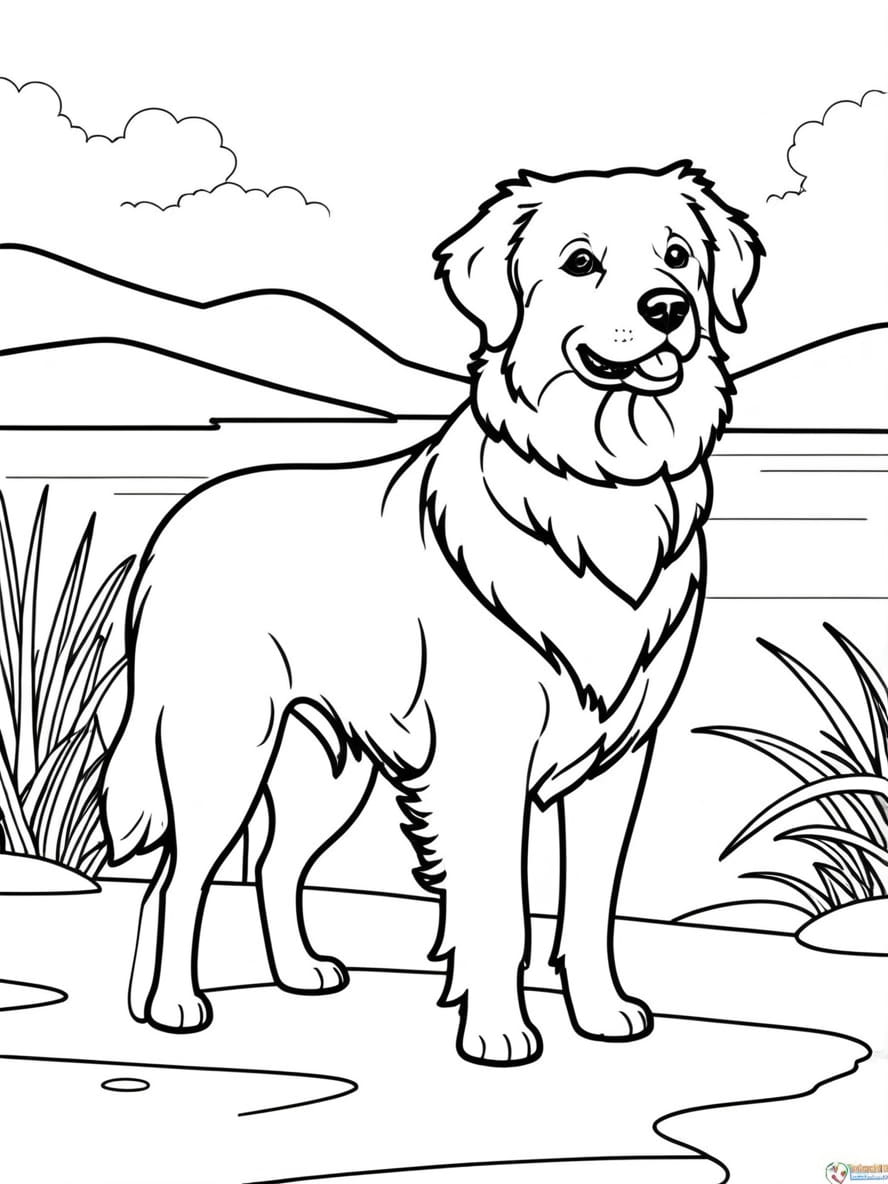 Dog With Grass Coloring Pages