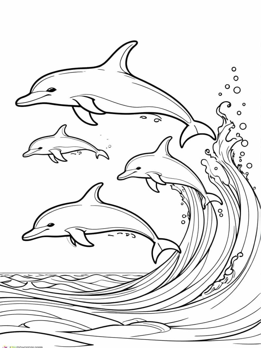 Dolphin Fins Emerging From Ocean Coloring Pages