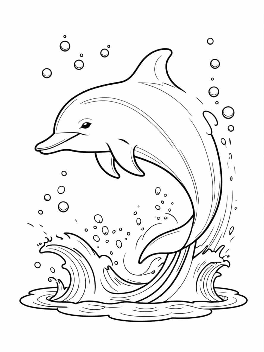 Dolphin Jumping Out Of Water Coloring Pages