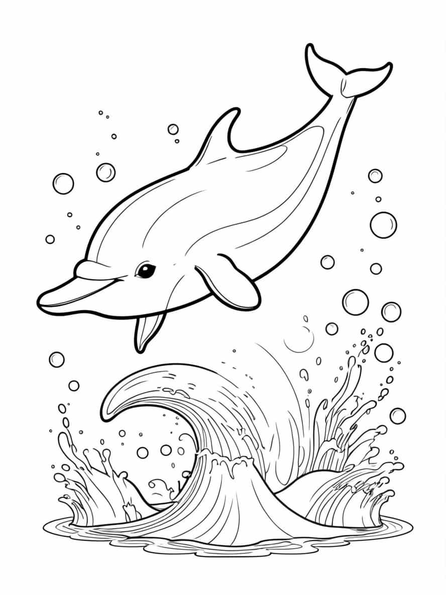 Dolphin Jumping Out Of Water To Coloring Pages