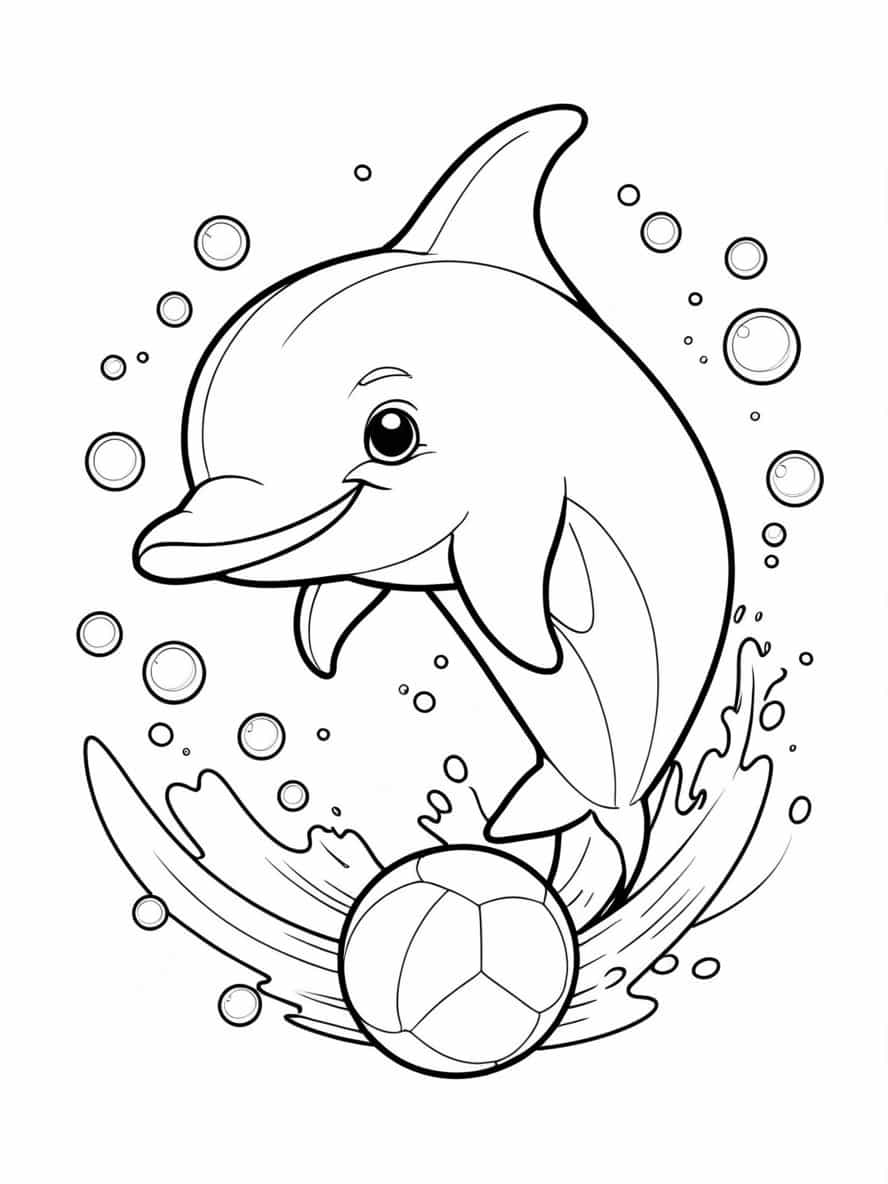 Dolphin Playing With Ball Coloring Pages