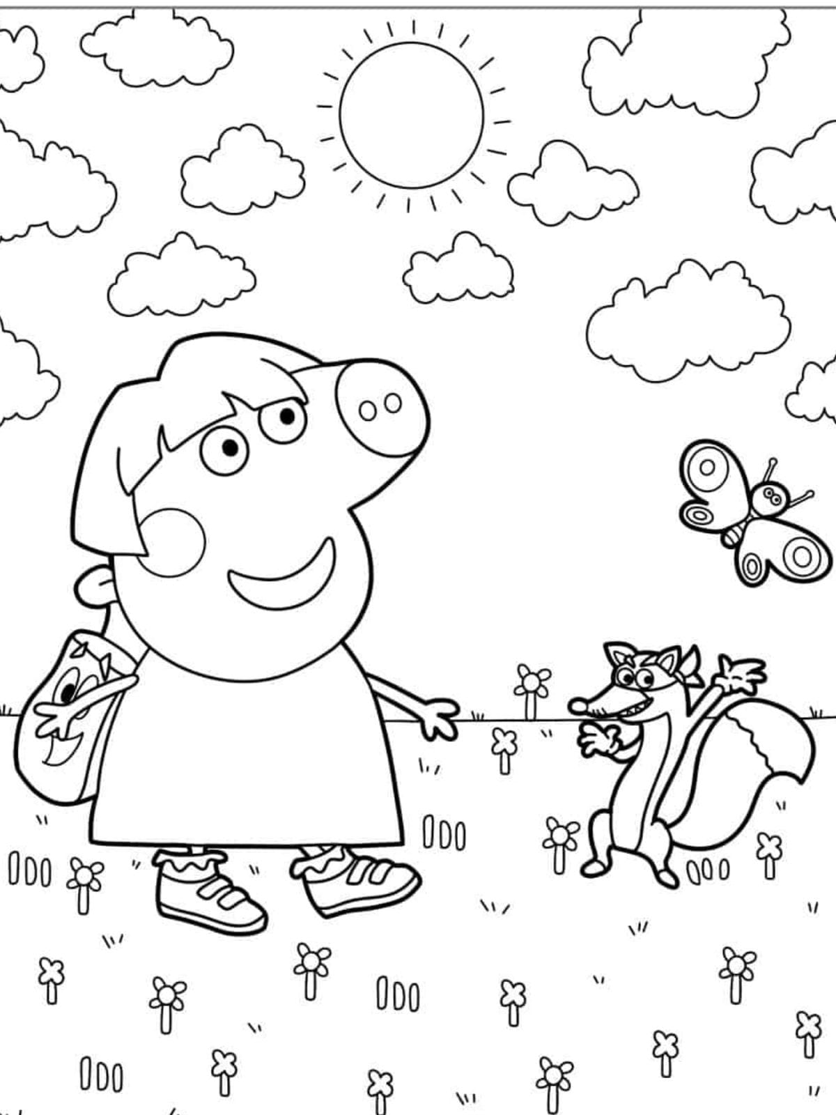 Dora The Explorer Peppa Pig Coloring Pages