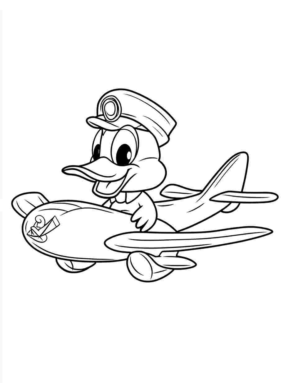 Duck As A Pilot Coloring Pages