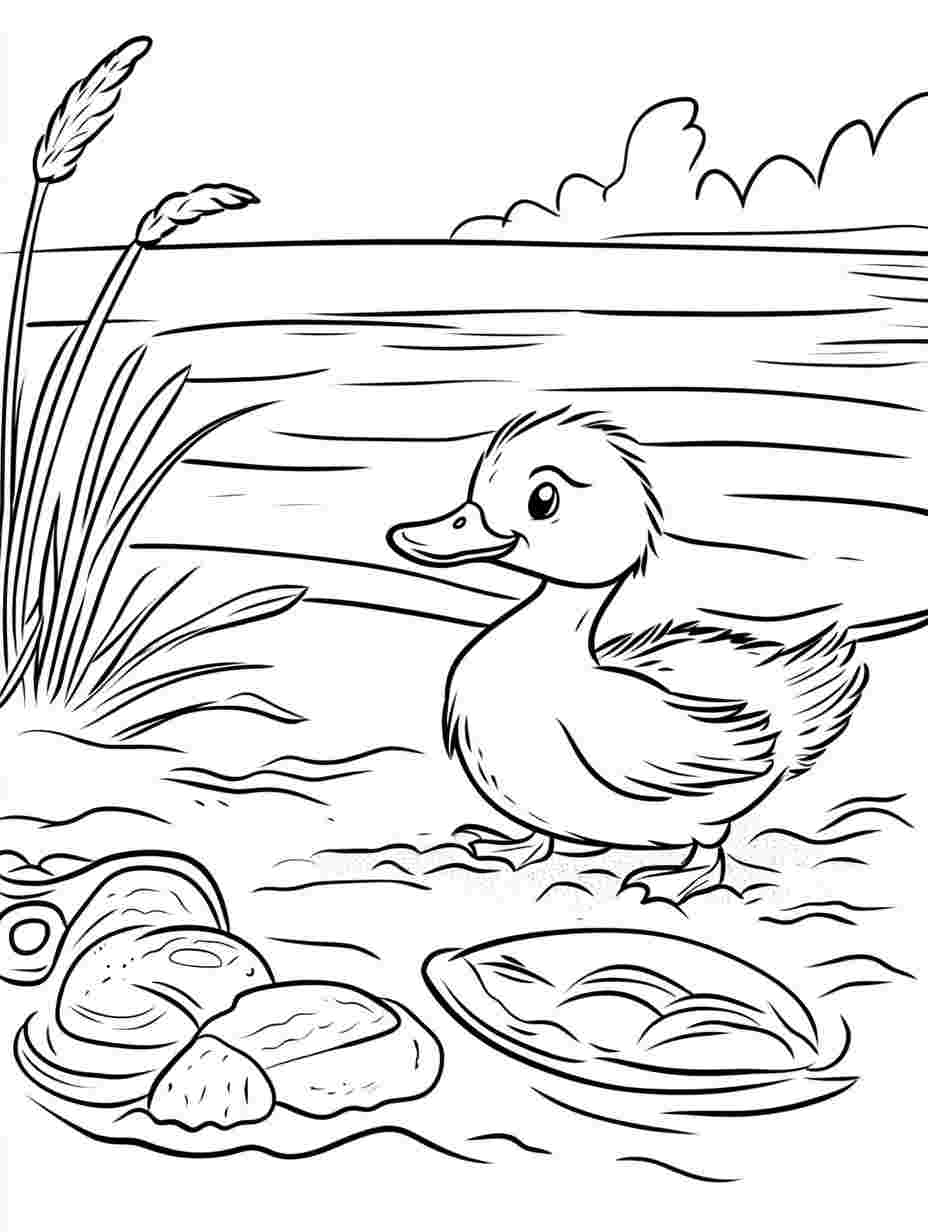 Duck At The Beach Coloring Pages