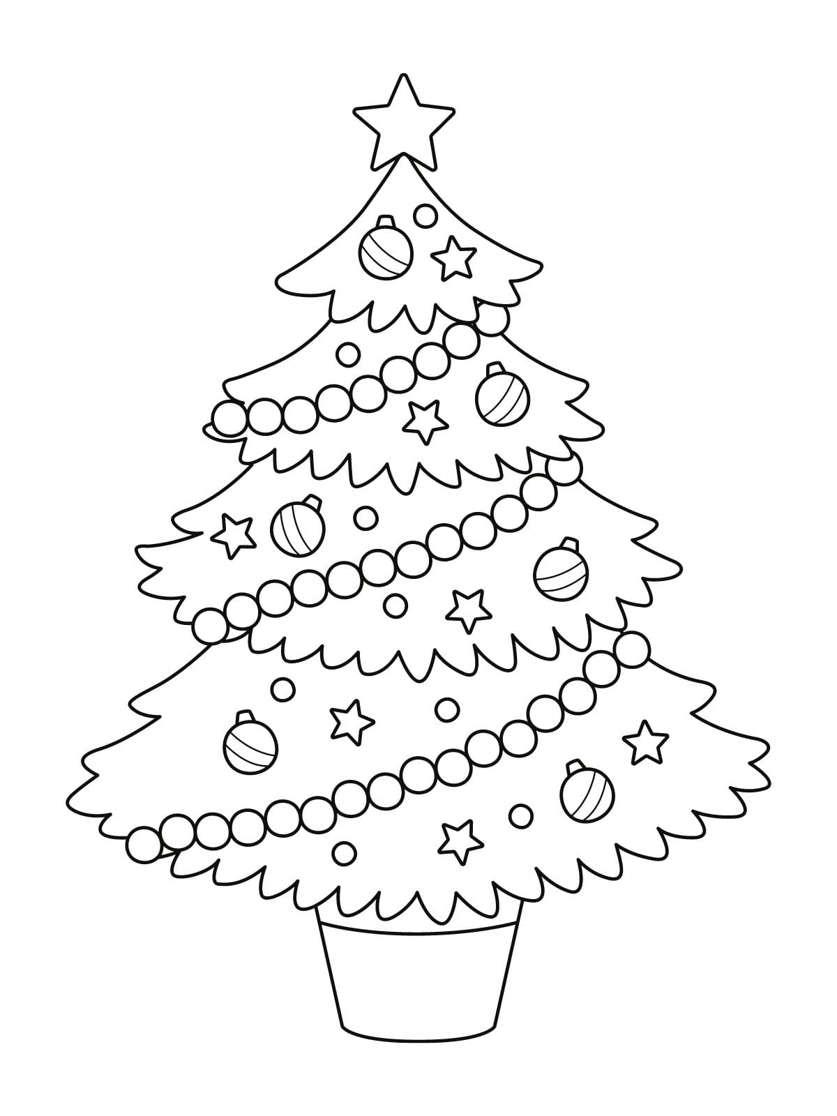 Easy Christmas Tree Coloring Pages For Kids