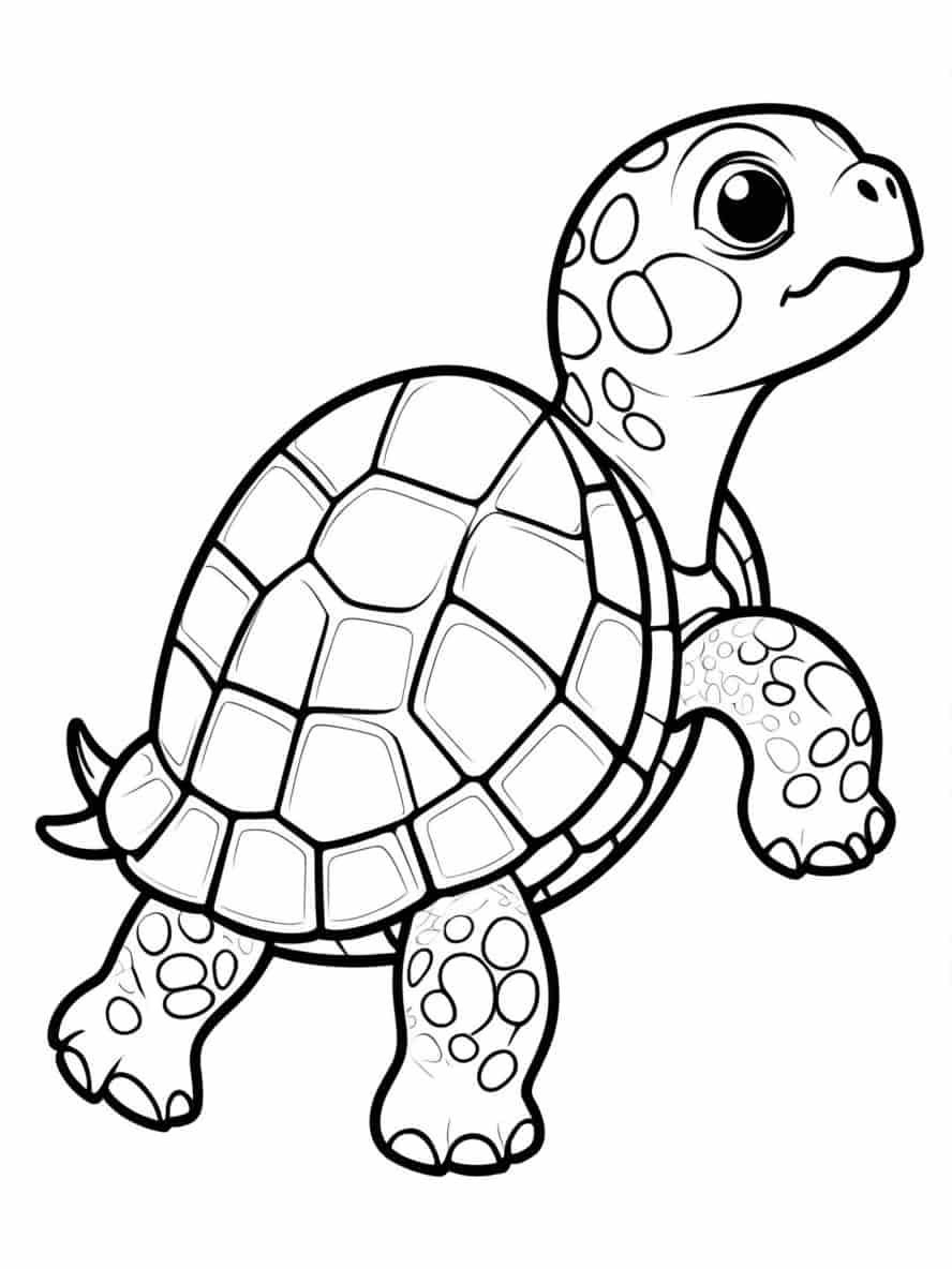 Easy Coloring Pages Of Cartoon Turtle