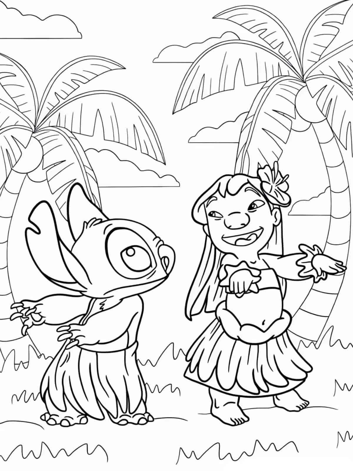 Easy Dancing Lilo Stitch Coloring Pages