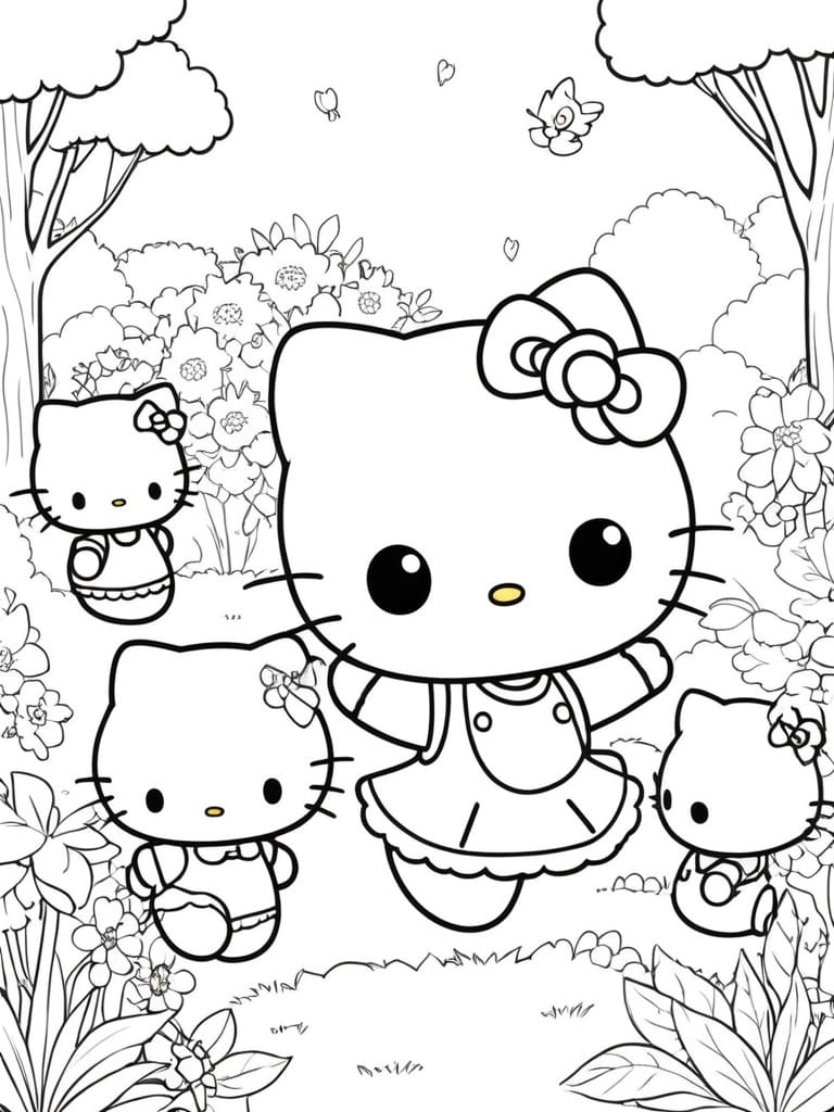 Easy Hello Kitty Coloring Pages