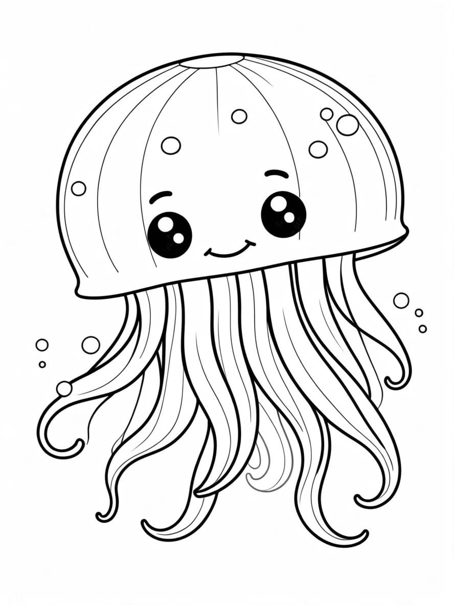 Easy Jellyfish Coloring Sheets For Kids