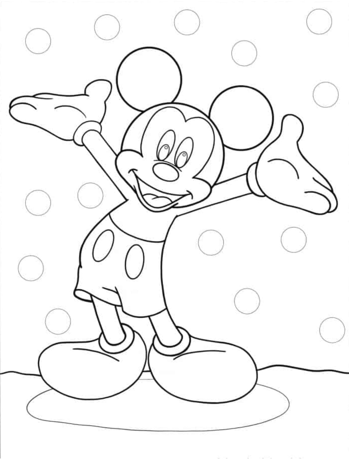 Easy Mickey Mouse Coloring Page For Kids