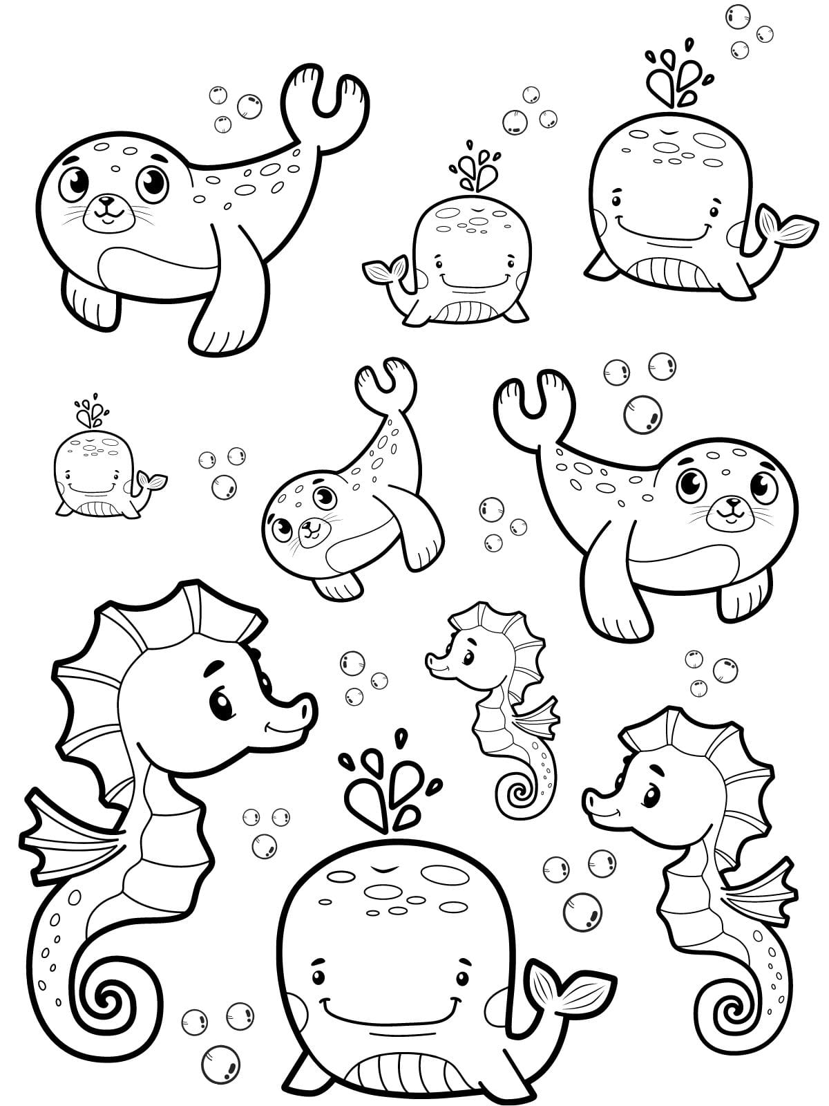 Easy Sea Animal Coloring Pages For Toddlers