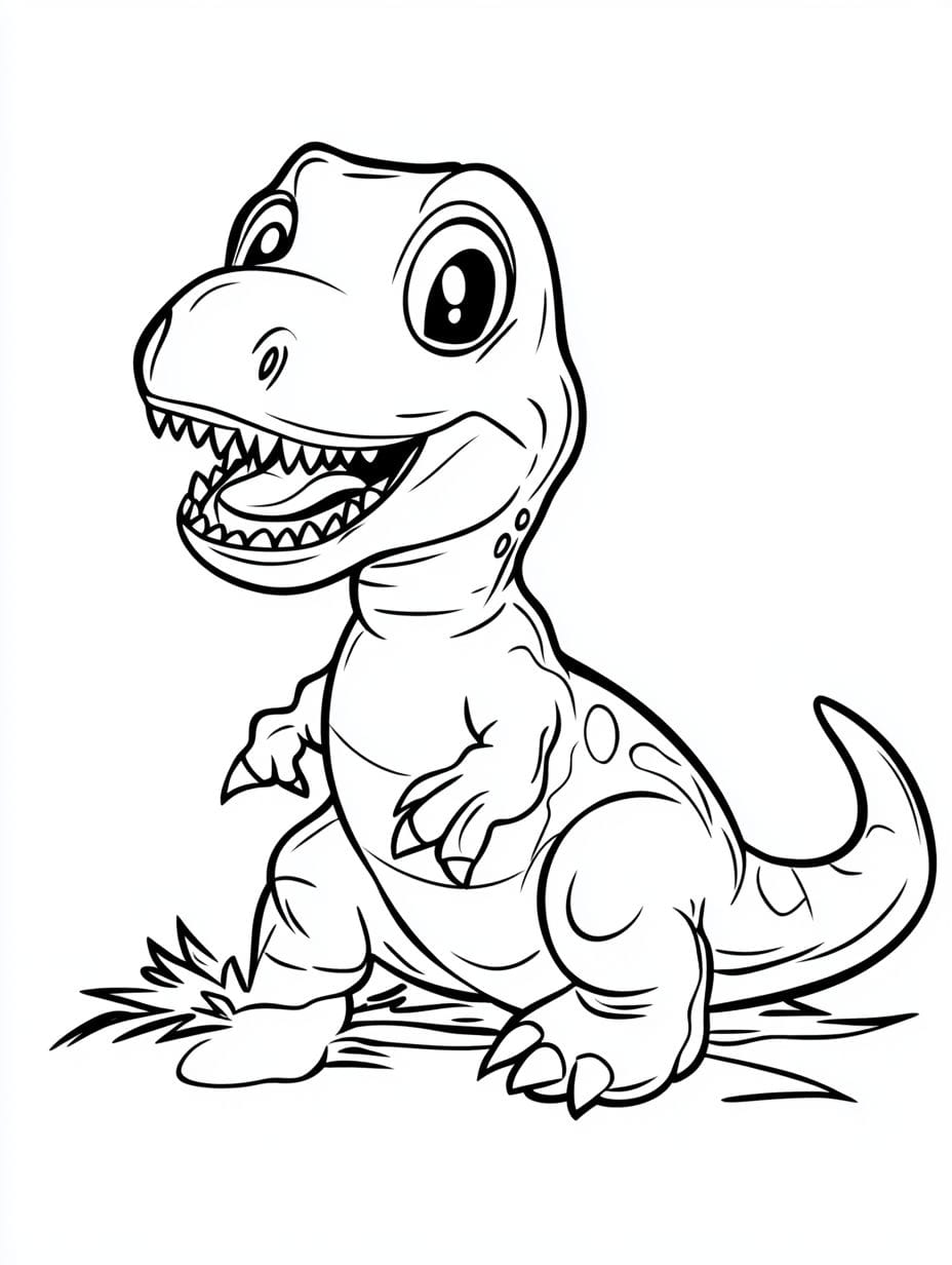 Easy T Rex Dinosaur Baby Coloring Pages