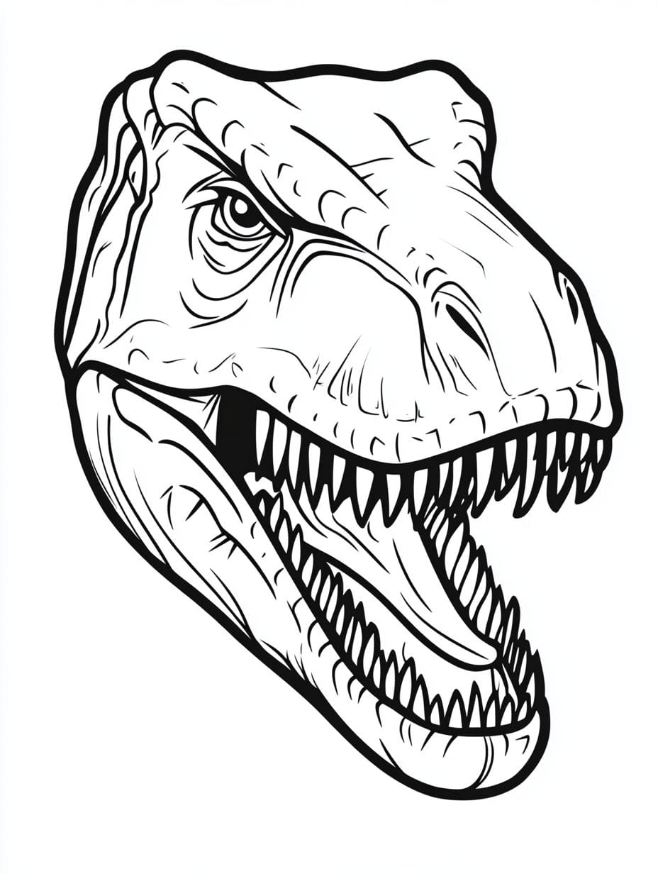 Easy T Rex Dinosaur Face Coloring Pages